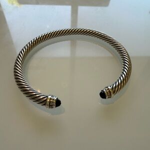 David Yurman Silver and Onyx Bracelet w/Diamonds